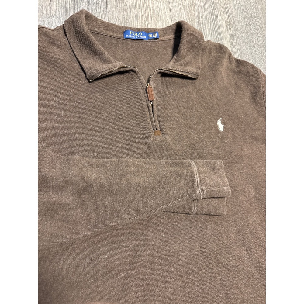 Polo Ralph Lauren Mens 2XLT Brown Quarter Zip Pullover Sweater Big & Tall